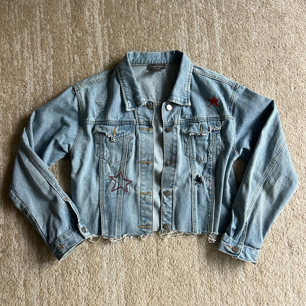 Denim Star Embroidered Women's Jacket